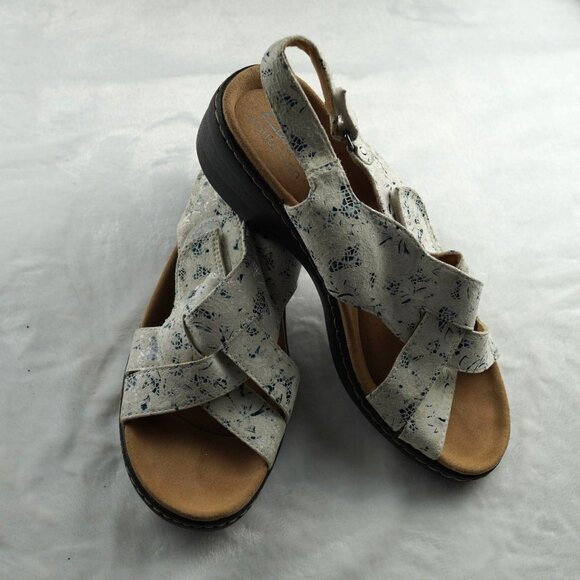 Clarks Collection Slingback Platform Sandals Floral Print Size 8.5 - Picture 8 of 8